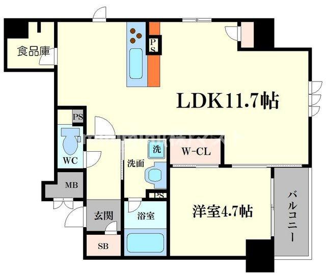 大阪市北区太融寺町の賃貸マンションの間取り