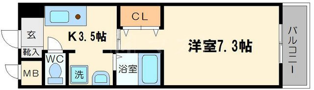 大阪市中央区博労町２丁目の賃貸マンションの間取り