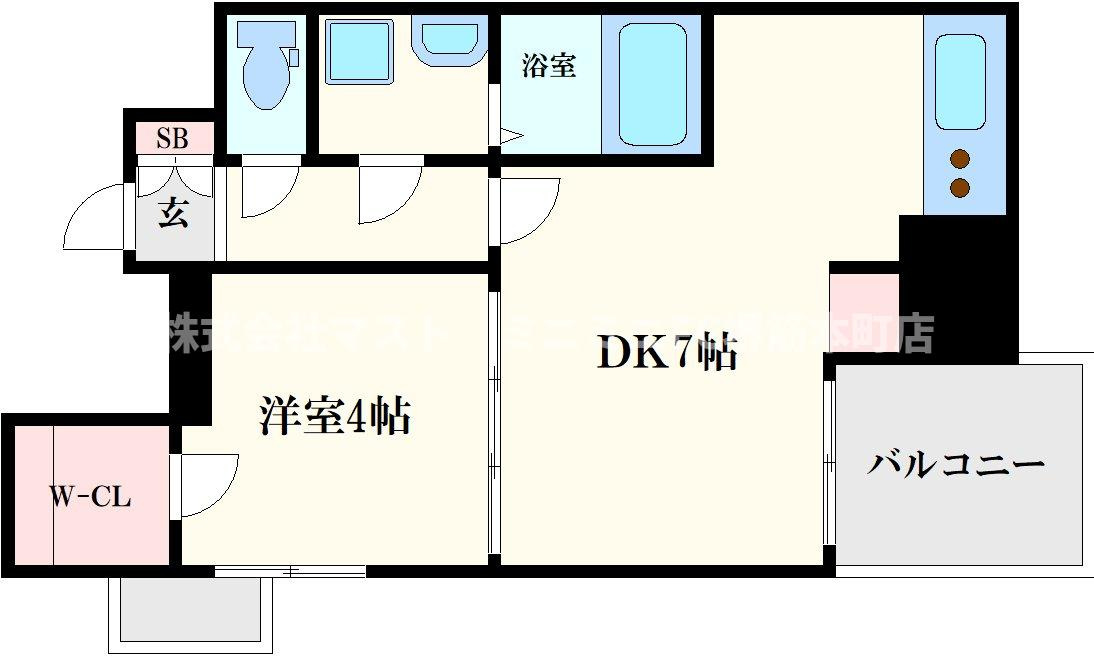 大阪市中央区松屋町住吉の賃貸マンションの間取り