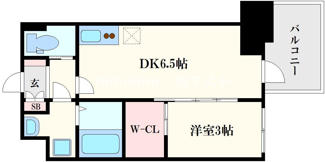 大阪市中央区徳井町２丁目の賃貸マンションの間取り
