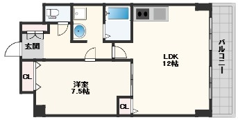 大阪市中央区材木町の賃貸マンションの間取り