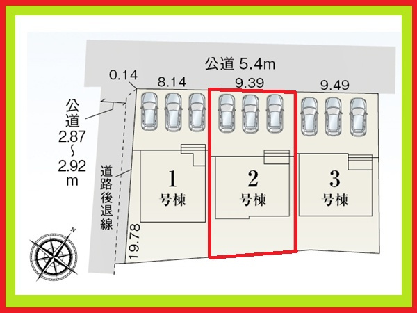海部郡大治町大字八ツ屋字裏畑の新築一戸建の区画図|◇２号棟◇