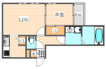 Calm dwell(カームドエル)の間取り|1LDK