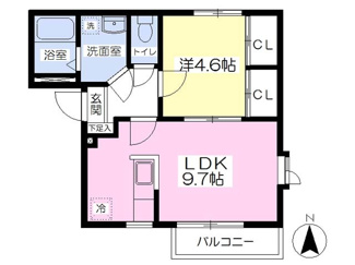 １フロア２住戸。全室角部屋。南向きの１ＬＤＫです。