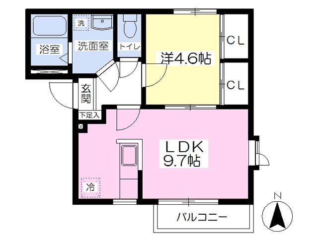 １フロア２住戸。全室角部屋。南向きの１ＬＤＫです。