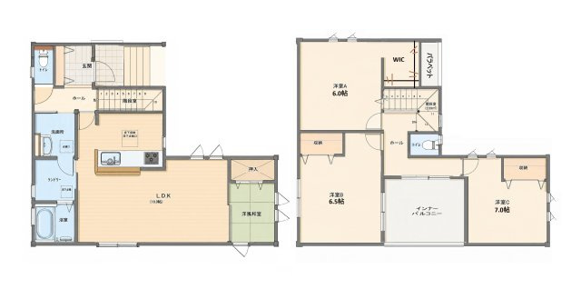 福岡市東区西戸崎5丁目第1-4棟（2号棟）の間取り|全居室収納付きで便利です。