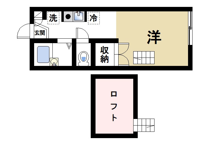 レオパレスナップアネックスの間取り|学生さんにも人気のロフト付きのお部屋です。