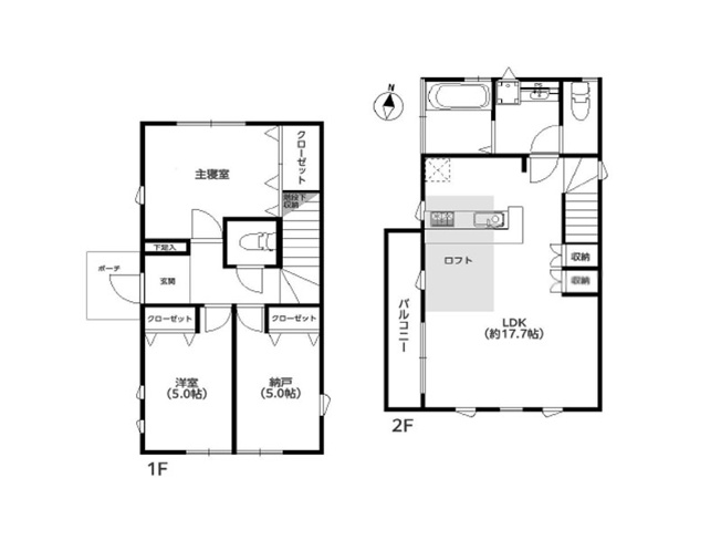 【間取り】 | 西東京市栄町1丁目　中古一戸建住宅　(保谷店) | 物をたっぷり収納でき便利なロフト付2SLDK！水回り集約で家事効率も良好です。※図面を基に作成しています。現況と異なる場合は現況を優先いたします。