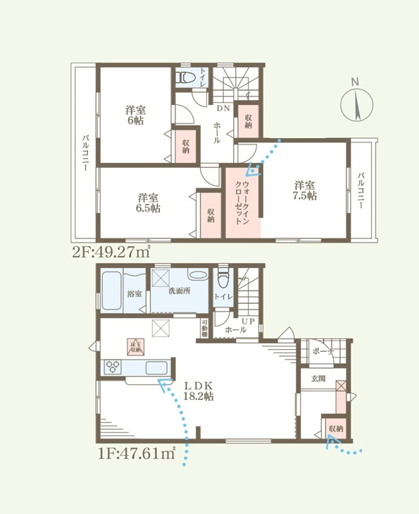 長期優良住宅　魚住町金ケ崎2期　新築2区画　1号棟の間取り