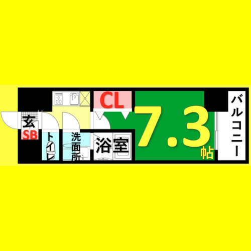 S-RESIDENCE池下駅前　名古屋市賃貸　仲介手数料無料の間取り