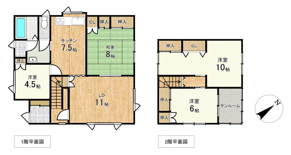 【愛国東3丁目】南西向き日当たり良好！敷地62坪超の広々4LDK戸建の間取り