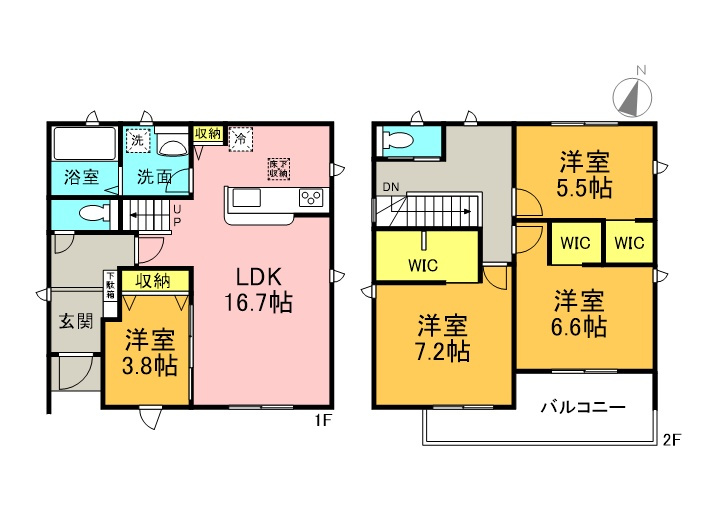 高浜市湯山町第5　新築戸建＜4号棟＞の間取り|4LDK＋WIC