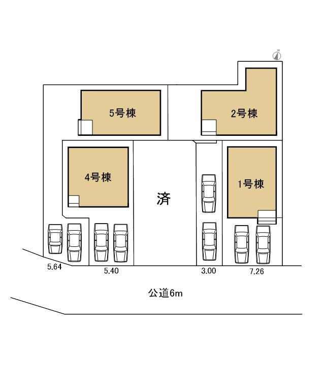 高浜市湯山町第5　新築戸建＜5号棟＞の区画図|駐車場並列2台可能