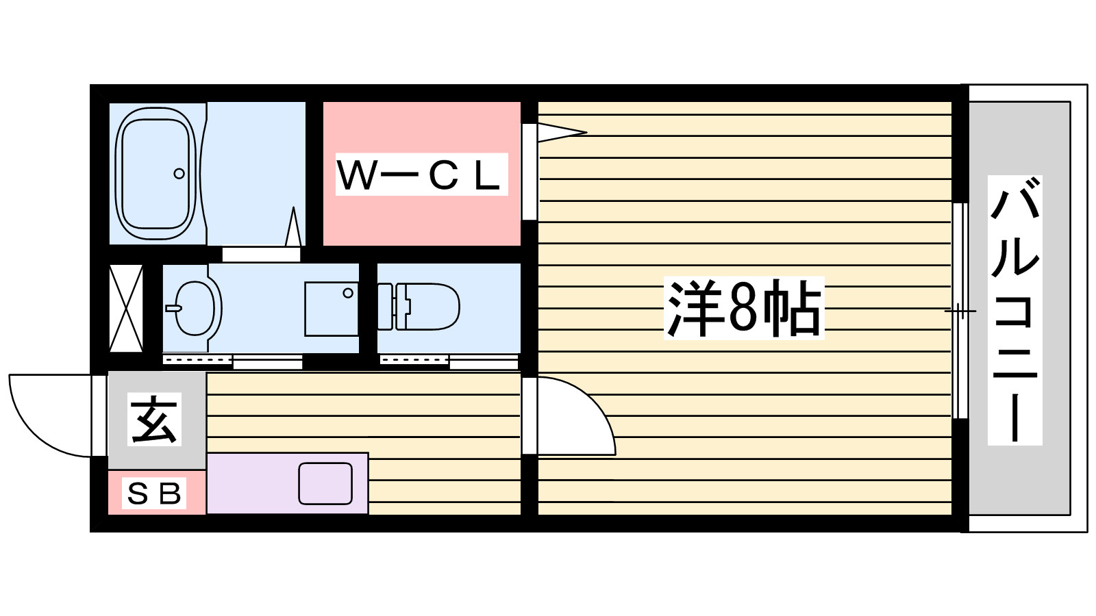 ヴィラージュ大開 B棟の間取り