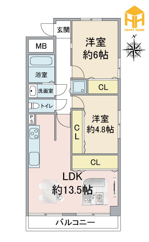 グリーンハイツ十三の間取り|※現況と図面が異なる場合現況を優先いたします。