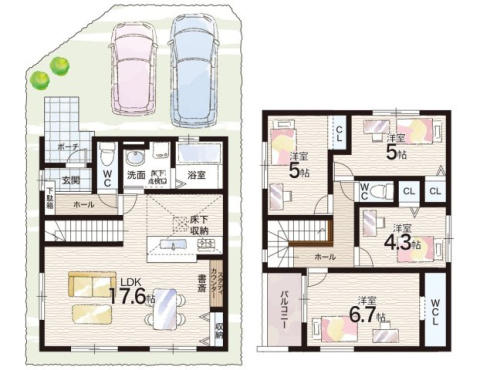神戸市北区鈴蘭台北町　第2期　新築一戸建ての間取り|1号地