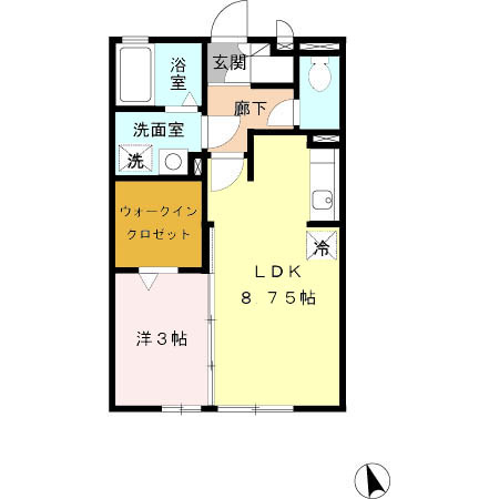 熊本市北区龍田陳内２丁目のアパートの間取り