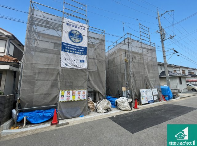 明石市魚住町金ケ崎　第2期　新築一戸建ての外観|周辺は落ち着いた街並みの住宅地！子育てがしやすい住環境です！まだ未完成ですが、現地でしかわからない事もございます。是非一度ご覧ください。