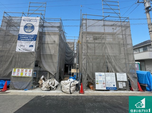 明石市魚住町金ケ崎　第2期　新築一戸建ての外観|周辺は落ち着いた街並みの住宅地！子育てがしやすい住環境です！まだ未完成ですが、現地でしかわからない事もございます。是非一度ご覧ください。