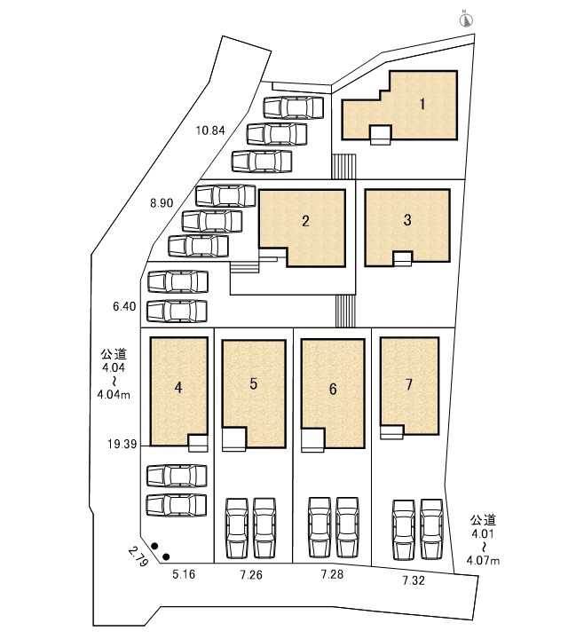 碧南市神有町1丁目　新築戸建＜5号棟＞の区画図|駐車場並列2台可能