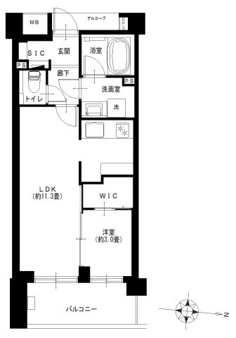 ガーデンヴィラ三軒茶屋の間取り|ガーデンヴィラ三軒茶屋：東向き！バス・トイレ別１ＬＤＫリフォーム物件にはアルコーブが付いております！