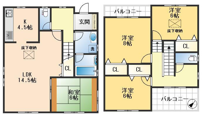 吹田市山田西1丁目　中古戸建の間取り