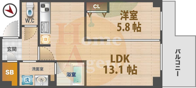 【間取り】 | PRIME URBAN 東中野 COURT | 1LDKのお部屋です。