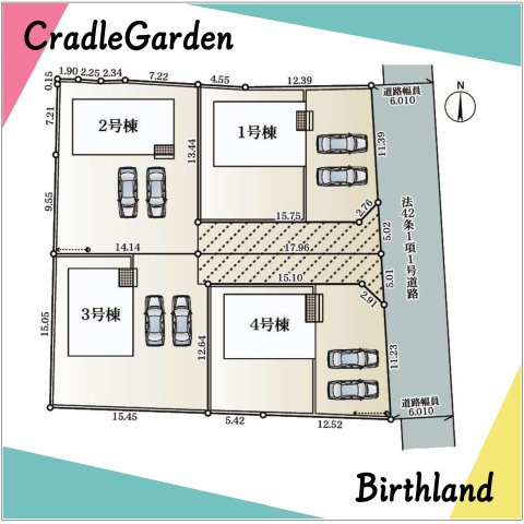 新築戸建・新築建売　福島市北沢又第11　北沢又小・信陵中の区画図|駐車スペース2～3台可能です！（車種による）小学校まで徒歩9分でお子様の通学も安心！