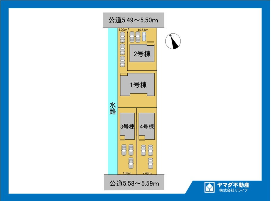 リーブルガーデン　一宮市奥町公園西　全4区画分譲の区画図|■区画図
■YAMADA電機の　ヤマダ不動産　株式会社リライフ　
いつでもお問合わせ下さい。