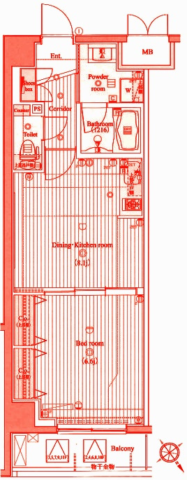 横浜市港北区新横浜１丁目の賃貸マンションの間取り