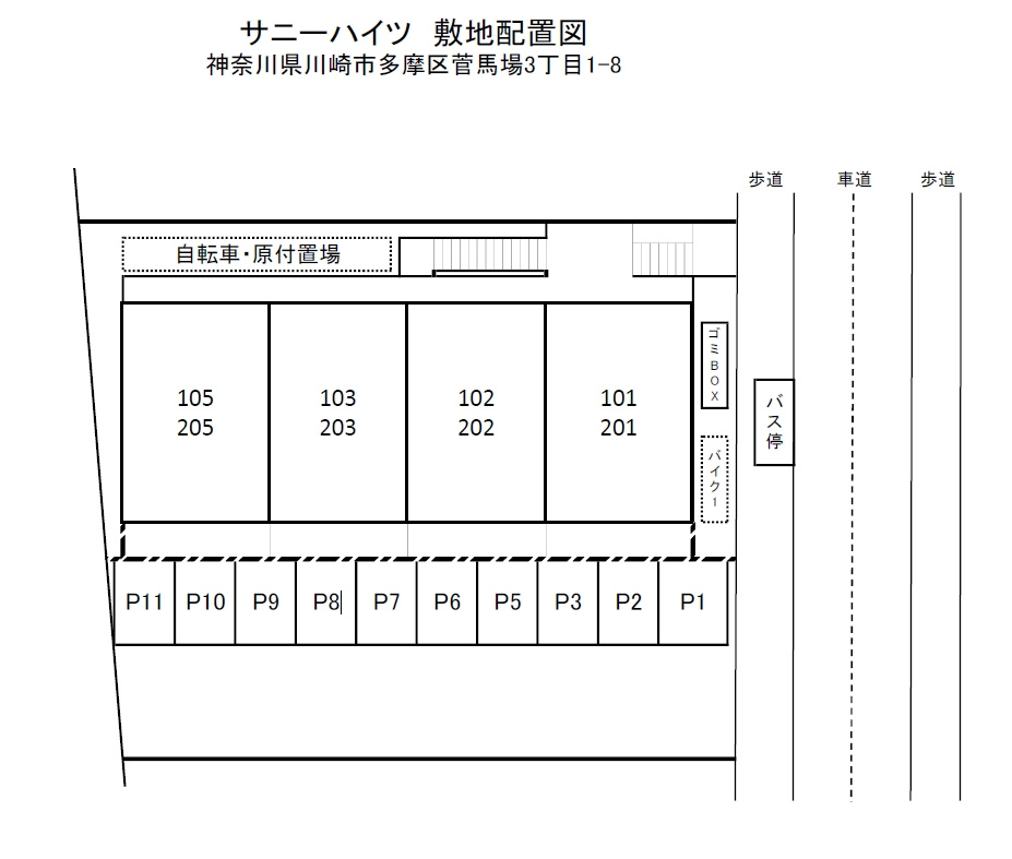 サニーハイツの区画図