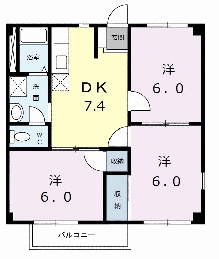 ハイツ久得ⅡＢの間取り|間取図