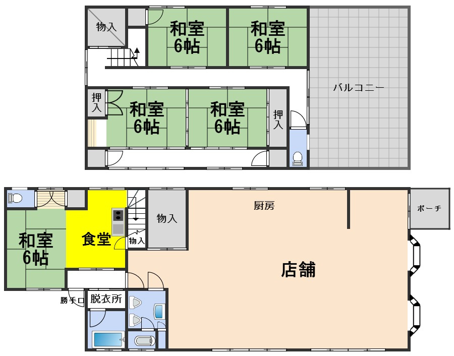 ６４８７１　岐阜市柳津町蓮池住居付店舗の間取り
