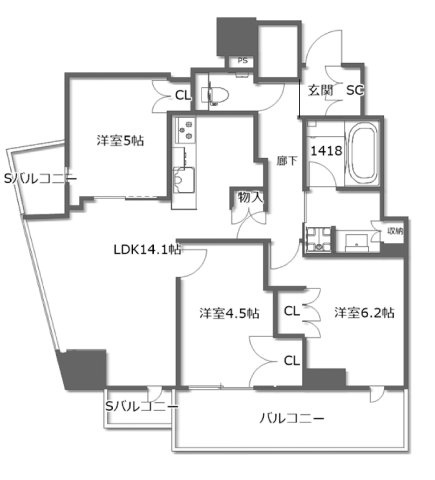 プラウドタワー北浜の間取り