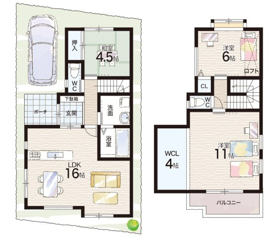 伊丹市春日丘　中古一戸建ての間取り