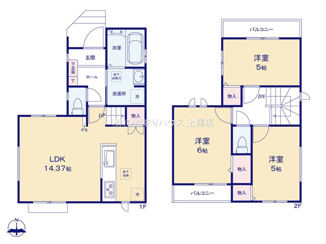 第3上尾中分　新築戸建　ハートフルAの間取り