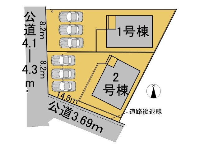 クワイエ　羽島市上中町長間第３　全２区画分譲の区画図|■区画図
■YAMADA電機の　ヤマダ不動産　株式会社リライフ　
いつでもお問合わせ下さい。