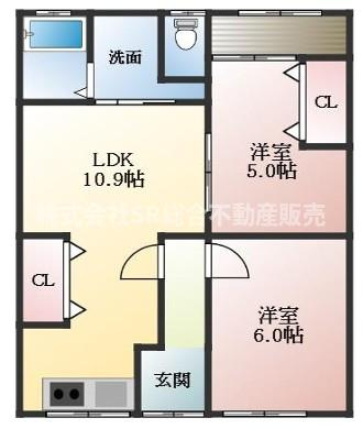日下町5丁目中古テラスハウスの間取り|現在賃料5.5万円！利回り11.0%で賃貸中！