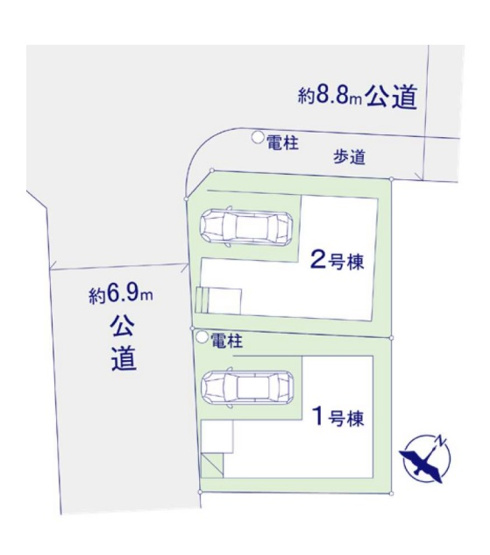 【区画図】 | 大野城市仲畑4丁目1期　2号棟（全2棟）【仲介手数料無料・0円】 | 区画図です。2号棟