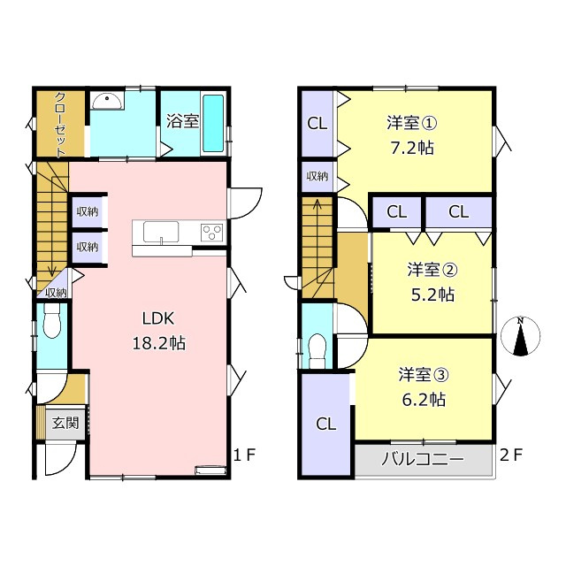 熊本市南区白藤１丁目の中古一戸建の間取り