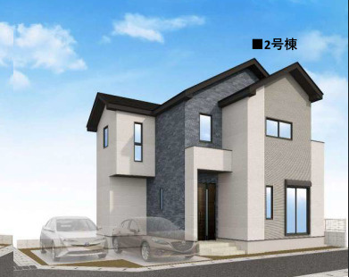 【外観】 | 福岡市博多区麦野2丁目3期　2号棟（全2棟）【仲介手数料無料・0円】 | 完成イメージの外観パースです。