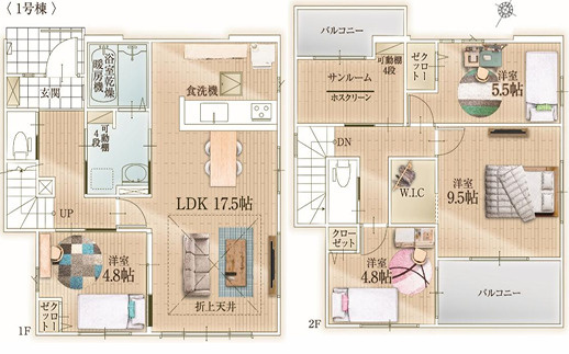 福岡市東区三苫４期　１号棟の間取り
