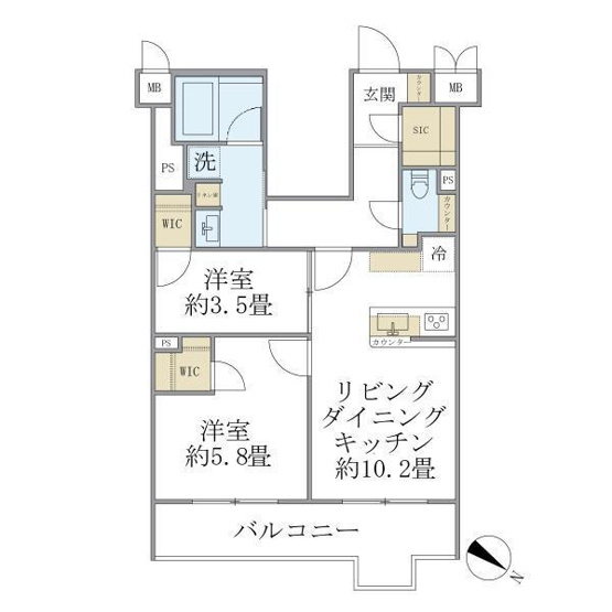 【間取り】 | ビューテラス茗荷谷 | 51.07㎡／2LDK