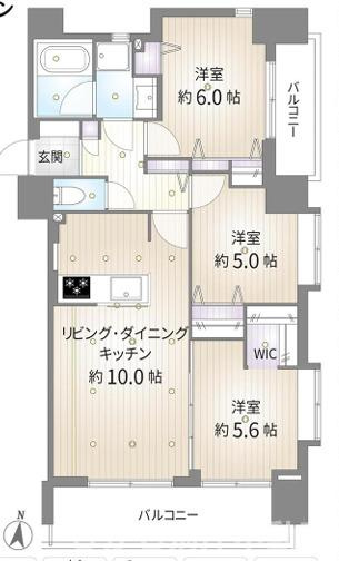 ビックハート湘南平塚の間取り|南向き　３LDK