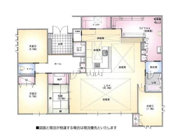 【間取り】 | 桑名市新西方２丁目 | ランドリールーム付きの４ＬＤＫ
