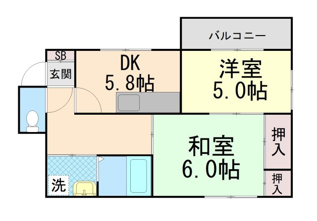 リビング六甲ウエストB棟の間取り