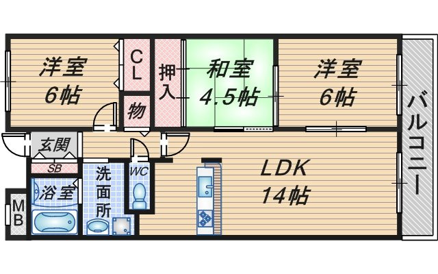 サニーサイド曽根の間取り