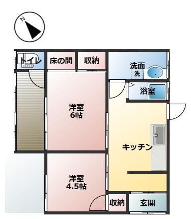 加古川市別府町元町　中古戸建の間取り|2Kです。