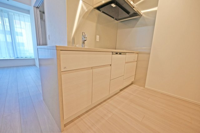 Brillia Tower 堂島のキッチン|収納力のあるシステムキッチンで、散らかりがちなキッチン周りも整然とお使いいただけます。毎日の調理も快適に行えます。
