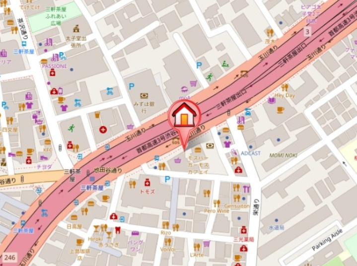 レジディア三軒茶屋の地図